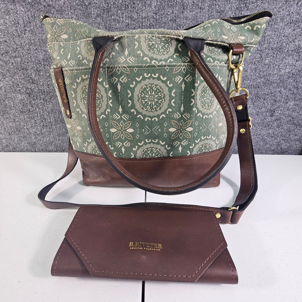 R. Riveter Standard Patton Canvas Leather Shoulder Bag - Wallet Set Mandala EUC
